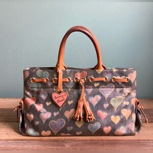 Vintage Y2K Dooney & Bourke Rainbow Hearts Top Handle Satchel Bag